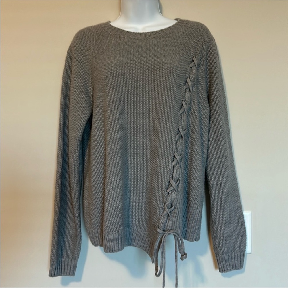 Ivanka Trump Gray Sweater with Side Lace Detail
